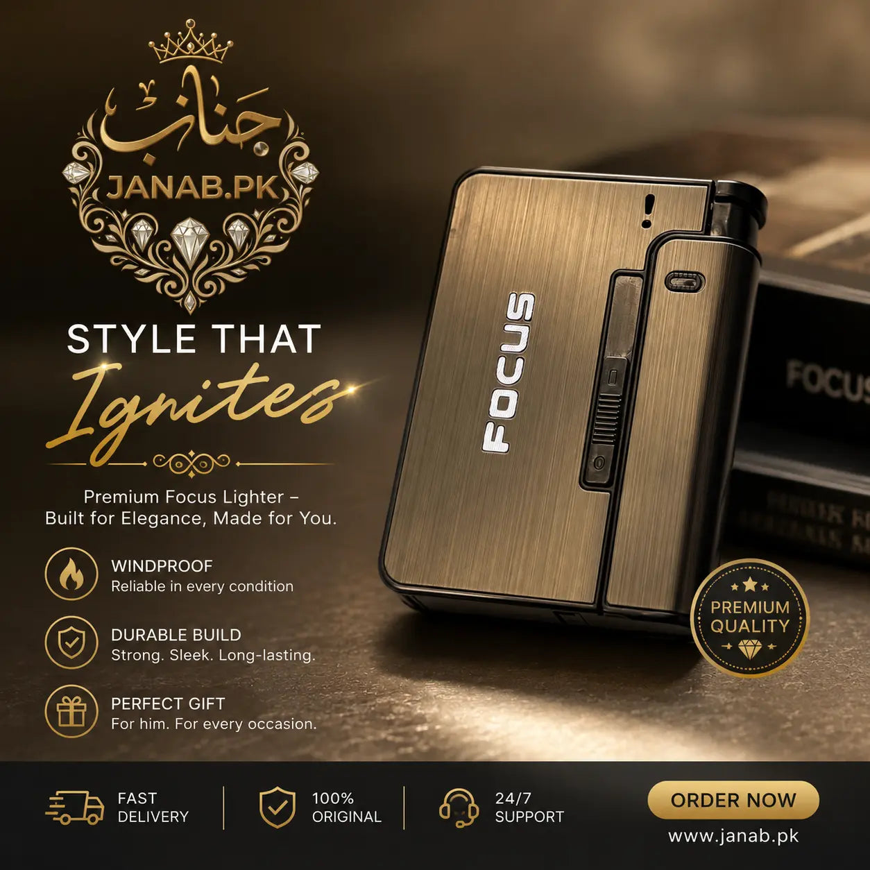 Focus Premium Case Lighter with Unique Aura Janab.pk